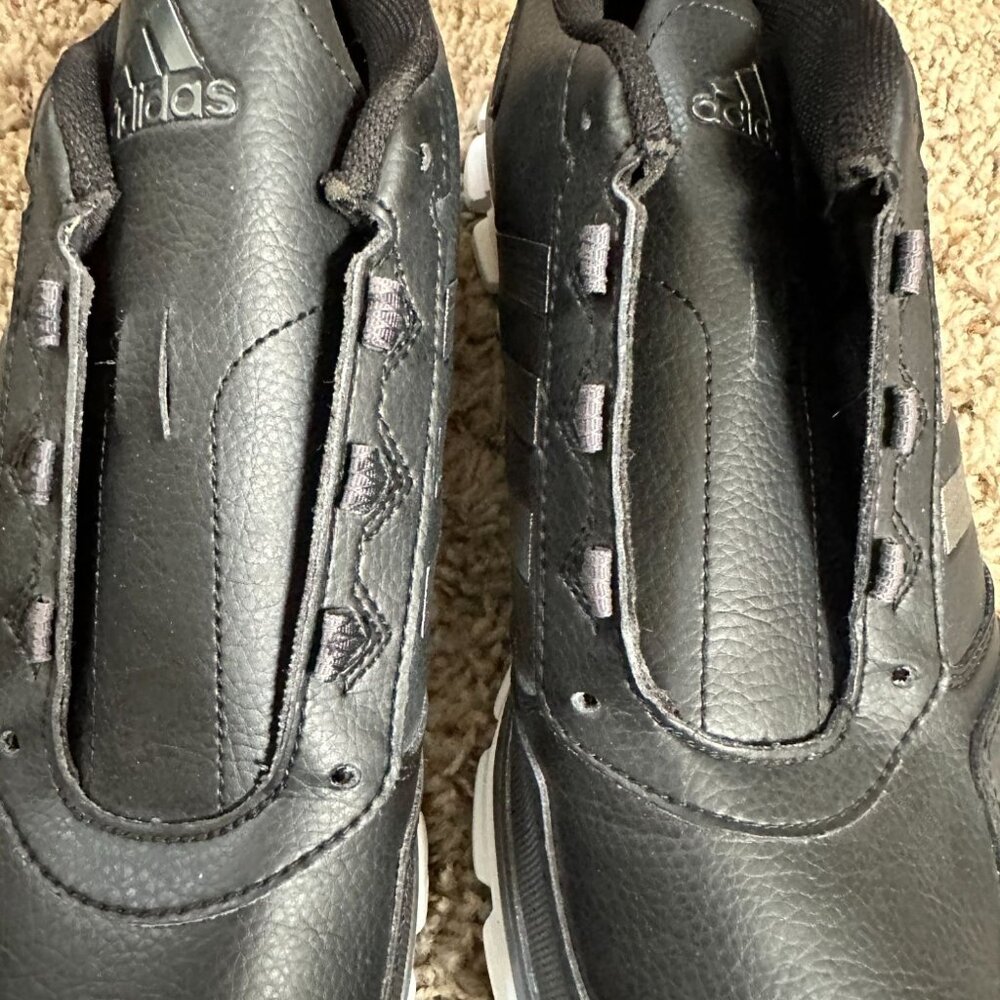 Adidas Mens Black Leather Slip-On Sneakers 12 Comfort Casual B54348 No laces - Picture 3 of 8
